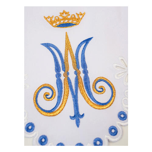 Altartuch-Bordüre mit Marienmonogramm und Krone, weiß, Höhe 10 cm 2