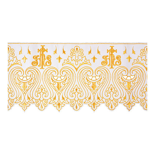 Borda para toalha branca 24 cm IHS padrão floral ouro 1