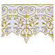 Bord nappe autel blanc broderie or argent fleurs 27 cm s2