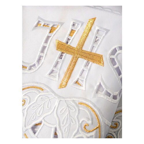 JHS altar trim white and gold flowers 19 cm h 2
