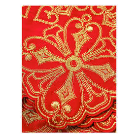 Red frill for altar cloth with geometric flowers and crosses, h 9 in