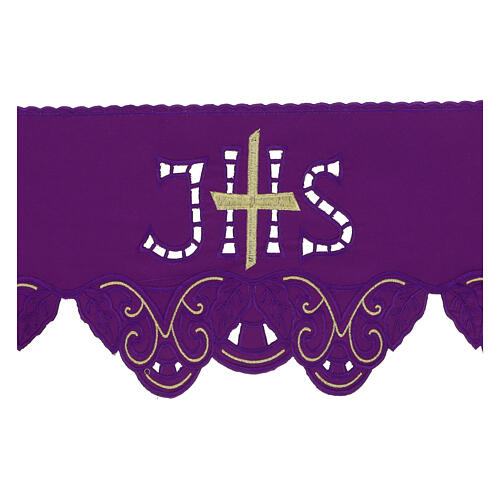 Cutwork frill for altar cloth, purple and gold, h 7.5 in 2