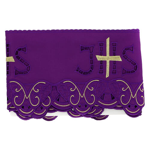 Volante altar borde bordado h 19 cm color violeta 3