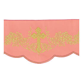 Pink altar cloth frill with grapes, h 6 in
