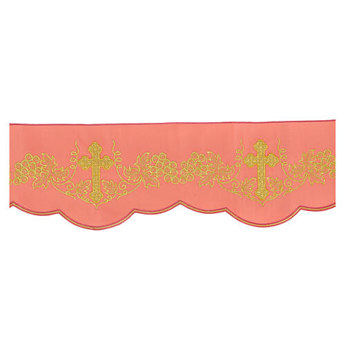 Pink altar cloth frill with grapes, h 6 in 1