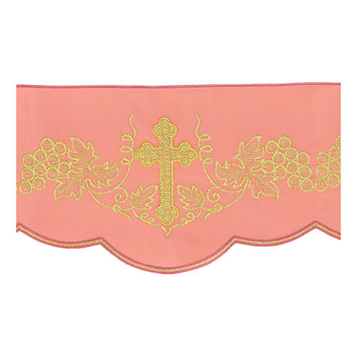 Pink altar cloth frill with grapes, h 6 in 2