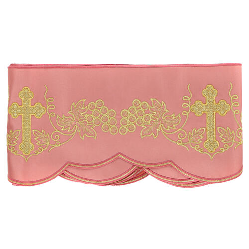 Pink altar cloth frill with grapes, h 6 in 3