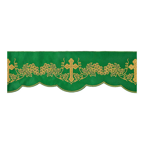 Green grape cross altar table cloth trim 15 cm high 1