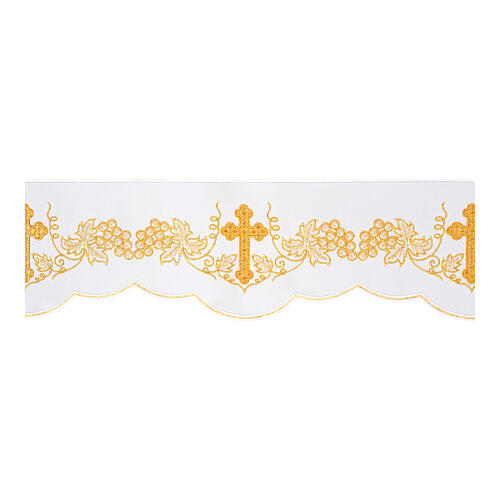 Renda de altar uva cruzes h 15 cm branca 1