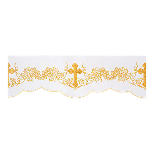 Altar table cloth trim white grape crosses 15 cm high  1