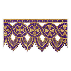 Tour d'autel violet décorations or h 25 cm croix
