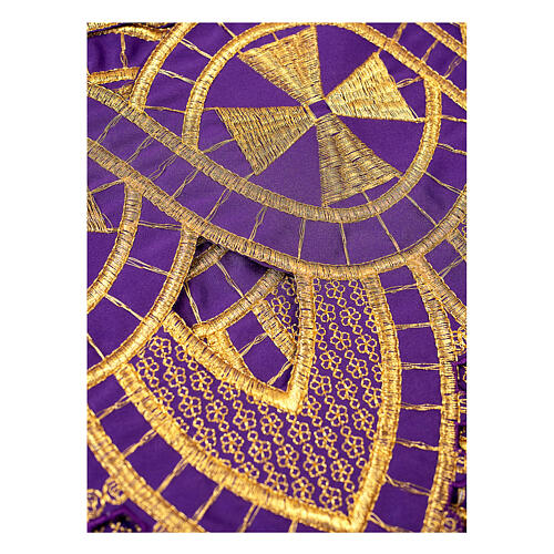 Purple altar table cloth trim gold decorations h 25 cm crosses 2