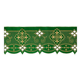 Green altar table cloth trim cross geometric motifs 9 cm height