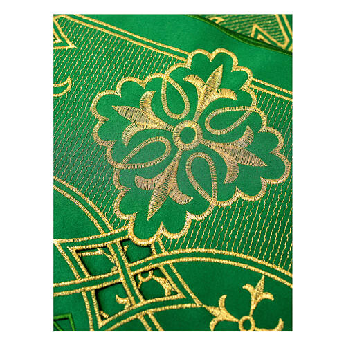 Green altar table cloth trim cross geometric motifs 9 cm height 2