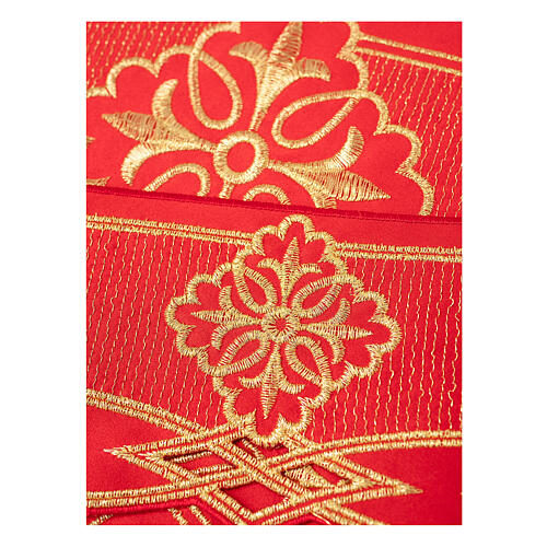 Red trim for altar cloth with cutwork embroidery, crosses and geometric pattern, h 8 in 2
