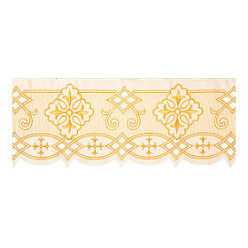Ivory-coloured trim with cutwork embroidery for altar cloth, crosses and geometric pattern, h 8 in
