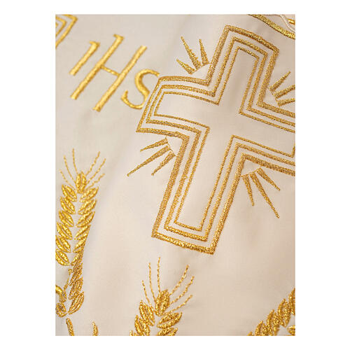 Ivory-coloured altar cloth trim with JHS, ears of wheat and crosses, h 8 in 2
