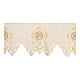 Trim with cross, JHS and floral pattern for altar cloth, ivory-coloured polyester, h 9 in s1