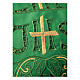Green trim for altar cloth with golden cross and cutwork IHS, h 7.5 in s2