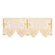 Ivory-coloured trim for altar cloth with golden cross and cutwork IHS, h 7.5 in s1