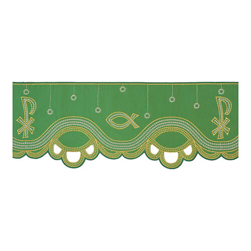 Green modern trim for altar cloth, fish and Chi-Rho 1