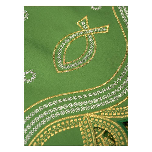 Green modern trim for altar cloth, fish and Chi-Rho 2