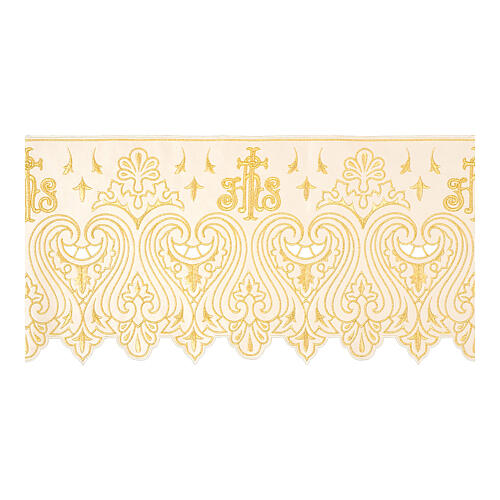 Renda para altar cor de marfim h 24 cm folhas decorações 1