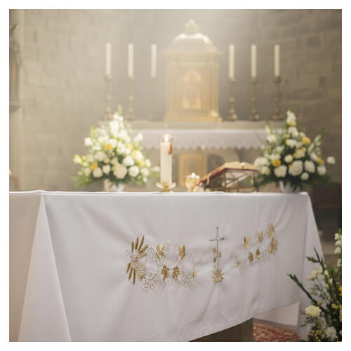 Altar cloth with cross and ears of wheat embroidery, 63 x 118 in 4