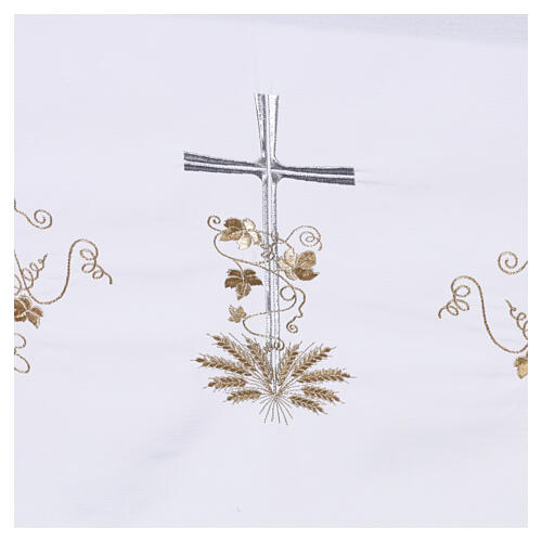 White Altar Cloth with Cross and Ears of Wheat Embroidery, 160x300 cm 3