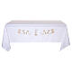 White Altar Cloth with Cross and Ears of Wheat Embroidery, 160x300 cm s1
