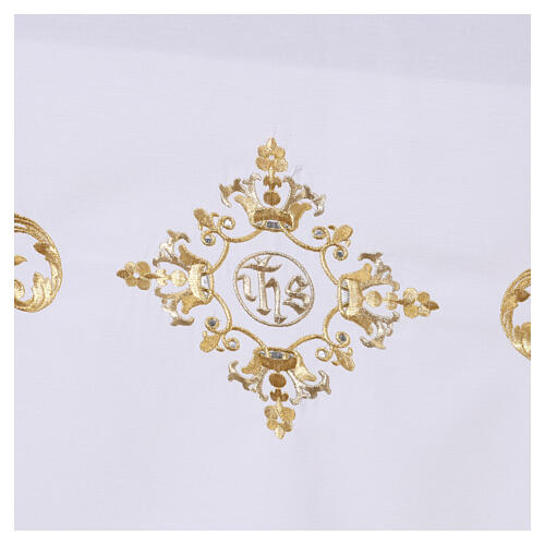 Ivory-coloured altar cloth with gold IHS embroidery, 63 x 118 in 3