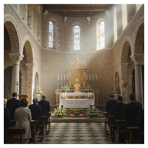 Ivory Altar Cloth with Golden IHS Embroidery, 160x300 cm 4