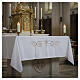 Ivory altar cloth with embroidered eucharistic cross and golden ears of wheat s4