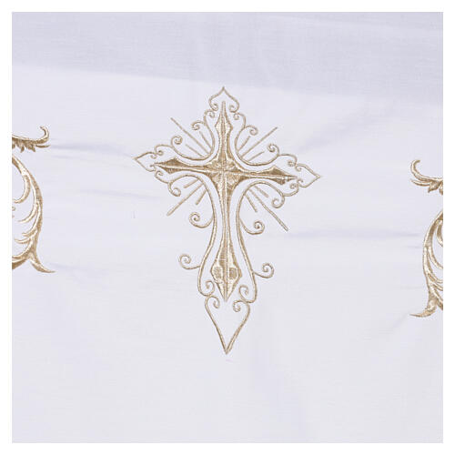 Nappe d'autel brodée croix eucharistique et épis de blé dorés 3