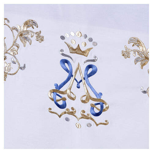 Nappe d'autel mariale avec monogramme MA couronné 160x300 cm 3