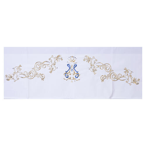 Nappe d'autel mariale avec monogramme MA couronné 160x300 cm 4