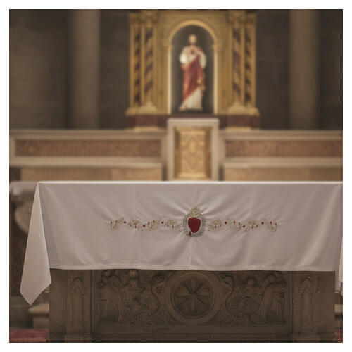 Obrus ołtarzowy „Najświętsze Serce” - biały, 160×300 cm 4