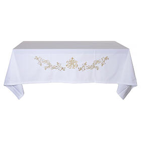 Mantel de altar color marfil bordado floral dorado