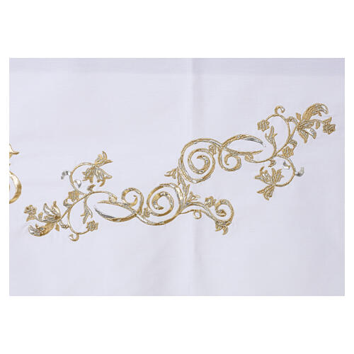 Nappe d'autel couleur ivoire broderie florale dorée 6