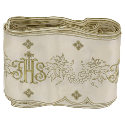 Altar cloth trim with JHS and golden grapevine, euros/m 4