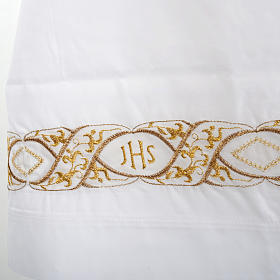 Alba kapłańska biała bawełna dekoracje IHS