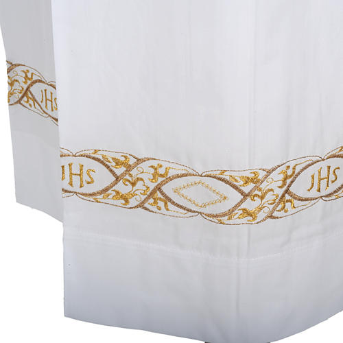 Alba kapłańska biała bawełna dekoracje IHS 3