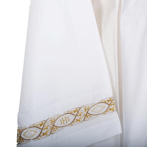 Alba kapłańska biała bawełna dekoracje IHS 4