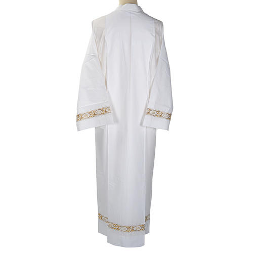 Alba kapłańska biała bawełna dekoracje IHS 5