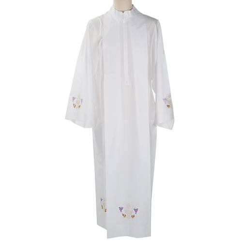 Camice bianco cotone calice uva spighe 1
