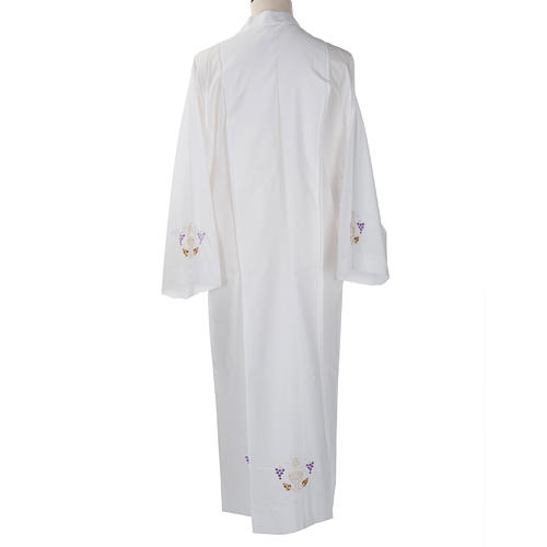 Camice bianco cotone calice uva spighe 4