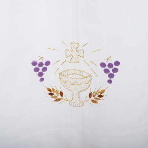 Cotton blend Alb with chalice, grapes and wheat design 2