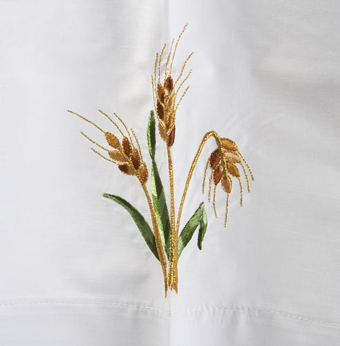 White alb in cotton, paten, grapes and ears of wheat 3