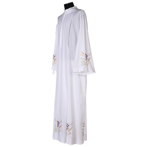 White priest alb in cotton with grapes and ears of wheat 4