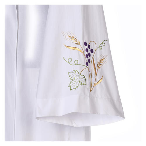 White priest alb in cotton with grapes and ears of wheat 5